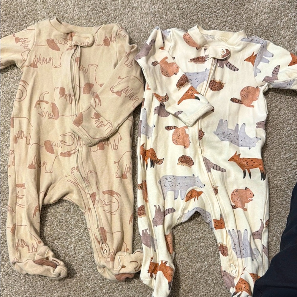 Carter's Beige and Cream Animal Print Footies